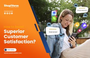 E-commerce business owner improving success through superior customer satisfaction strategies, enhancing online shopping experience.